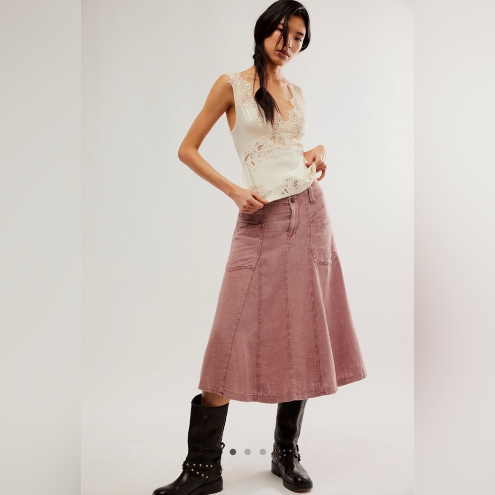 Free People Rockaway Midi Skirt Size 10
